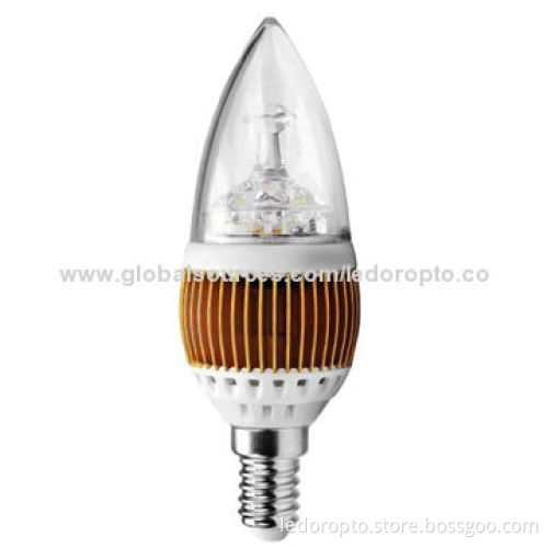 LD 4W Candle Bulbs, GU5.3/GU10/MR16/E14/E27 Base Type with Cooling Fins